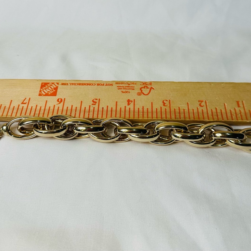 Italian925 Sterling Silver Gold Plated Chunky Chain light weight Bracelet 7.5–8” - Picture 2 of 6